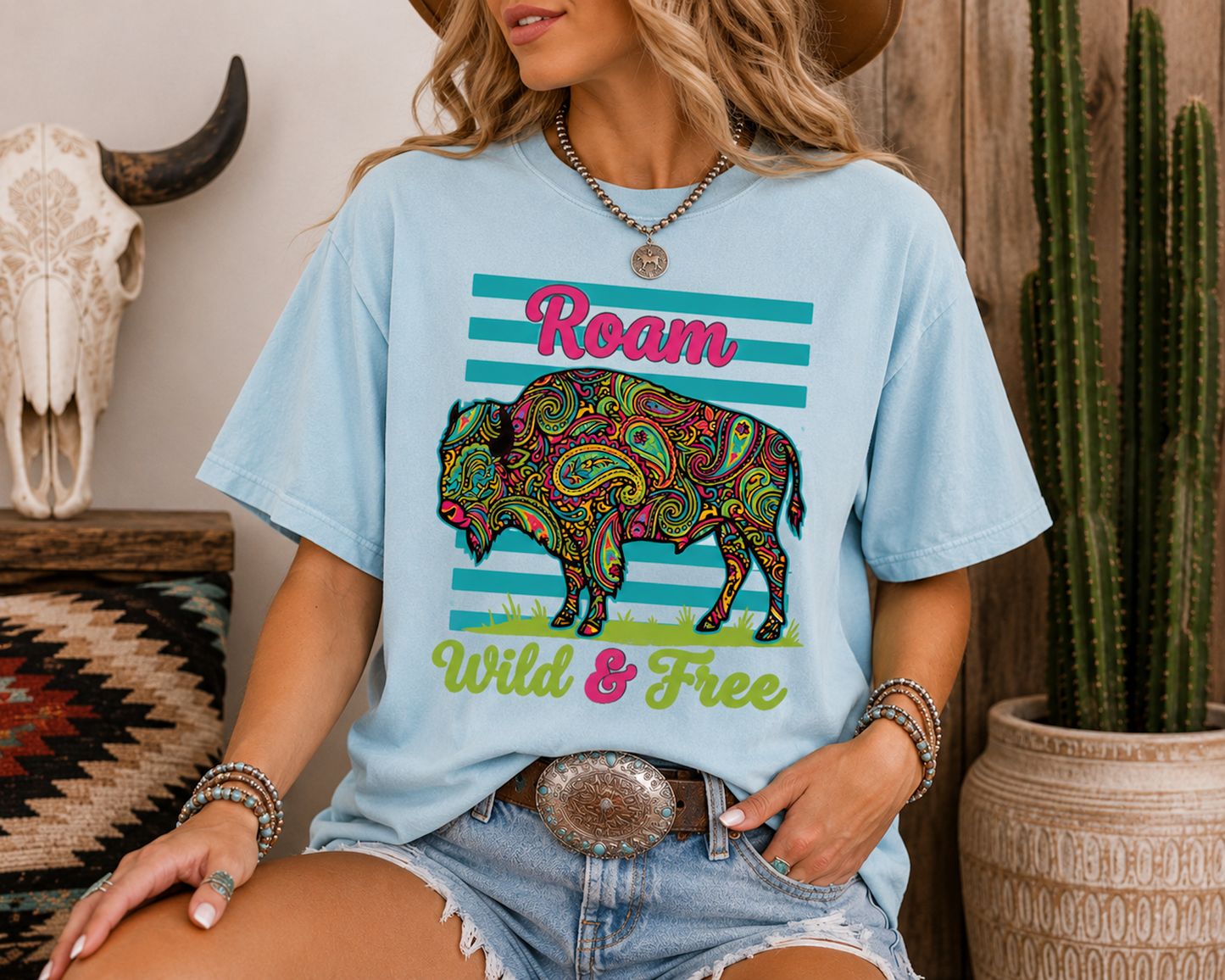 Roam Wild & Free Bison Tee
