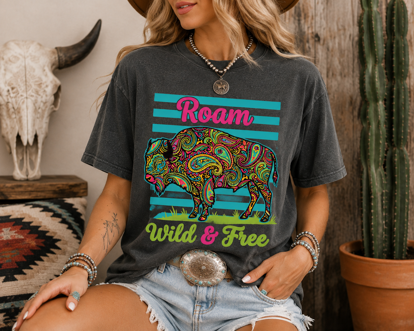 Roam Wild & Free Bison Tee