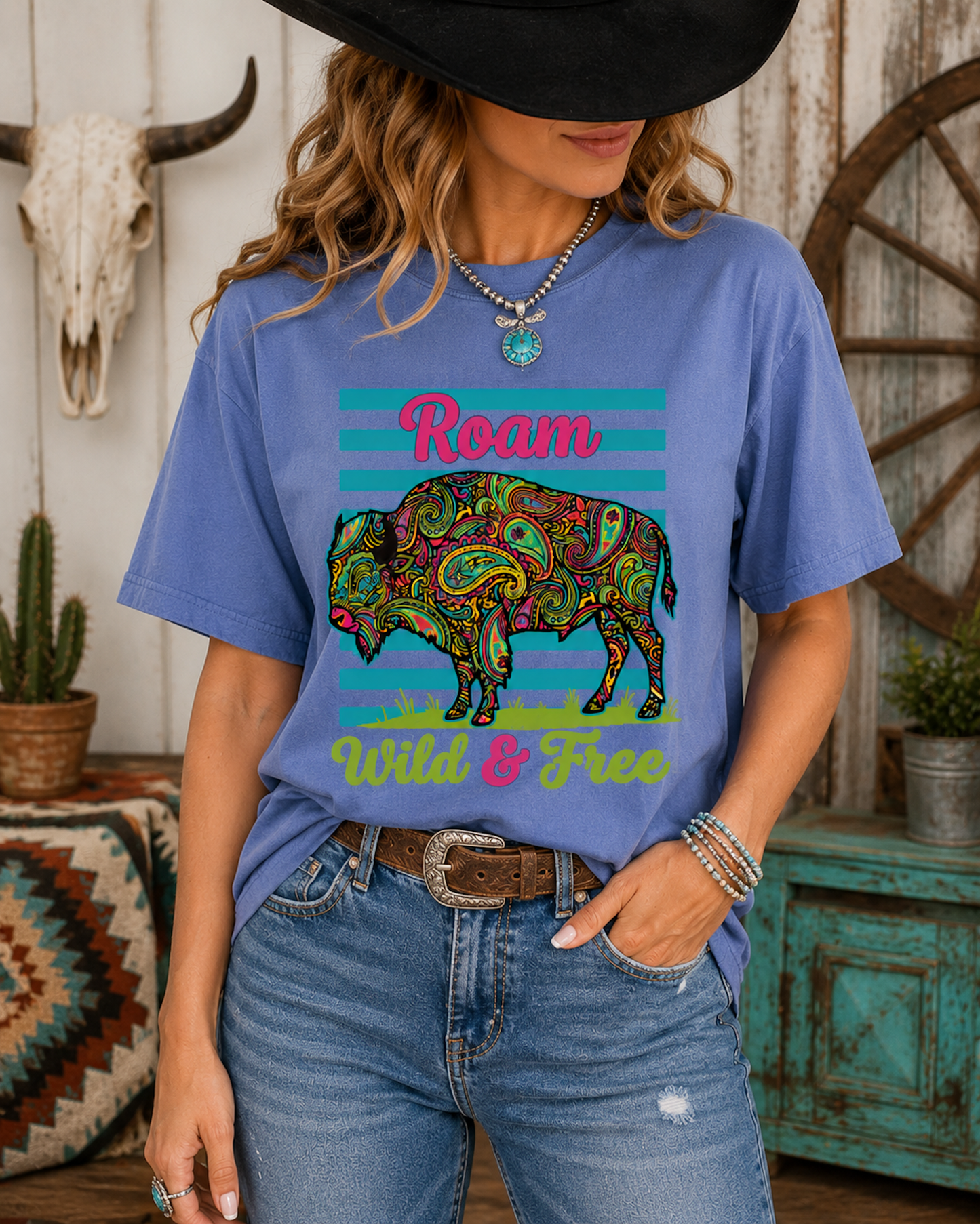 Roam Wild & Free Bison Tee