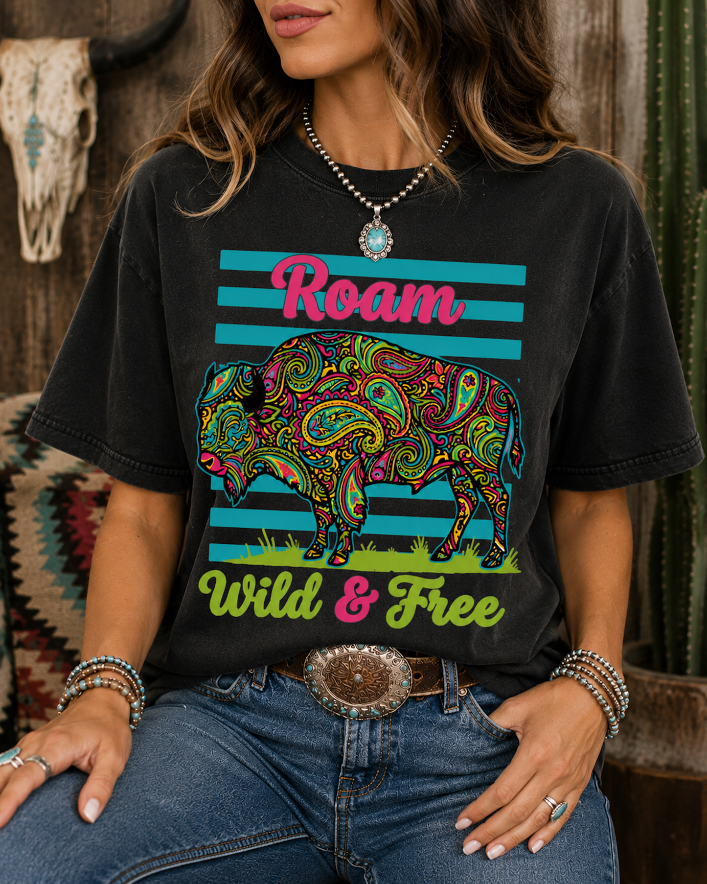 Roam Wild & Free Bison Tee