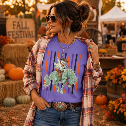 Ghost Rider Bronc Tee | Halloween Western Graphic Shirt