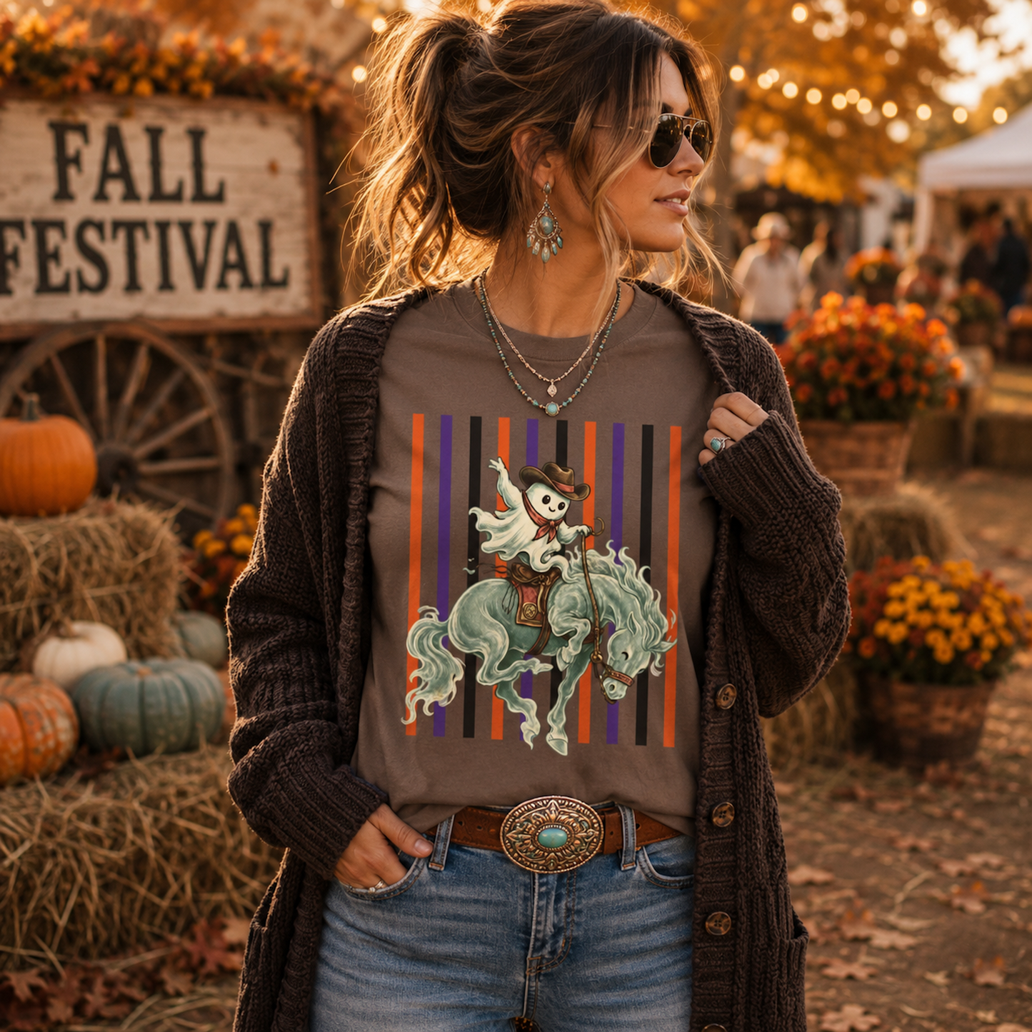 Ghost Rider Bronc Tee | Halloween Western Graphic Shirt
