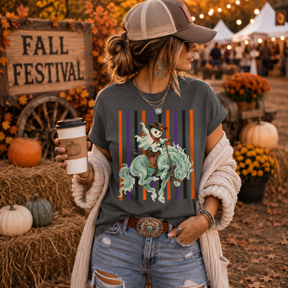 Ghost Rider Bronc Tee | Halloween Western Graphic Shirt