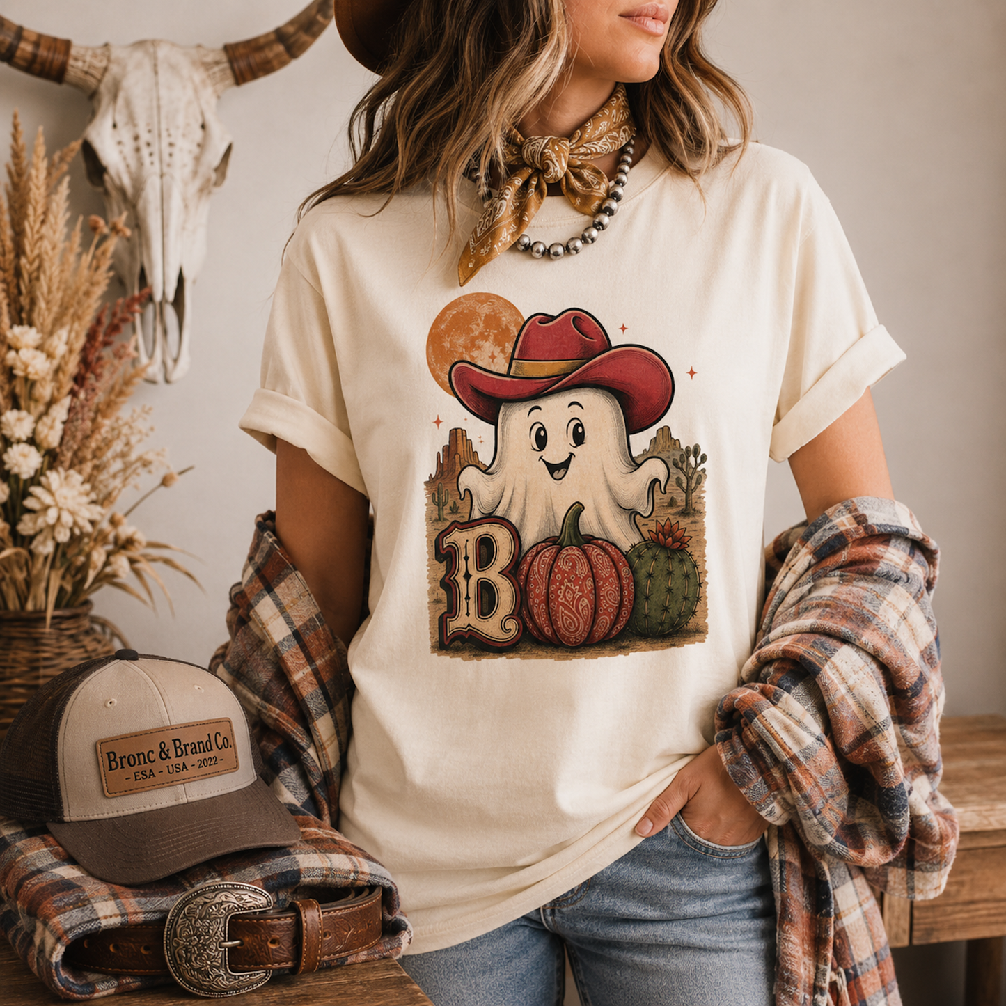 Howdy Boo Western Ghost Tee | Cowgirl Halloween Comfort Colors® Shirt