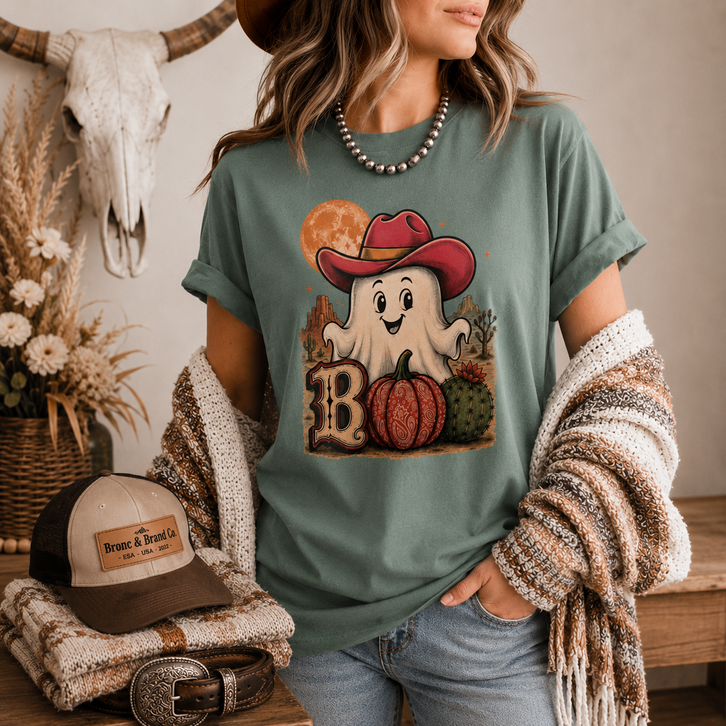 Howdy Boo Western Ghost Tee | Cowgirl Halloween Comfort Colors® Shirt