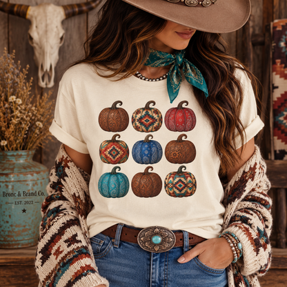 Western Patchwork Pumpkin Tee | Boho Fall Comfort Colors® Shirt