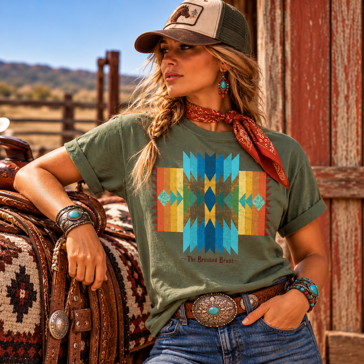 Painted Mesa Cross  Southwestern Geometric Graphic Tee