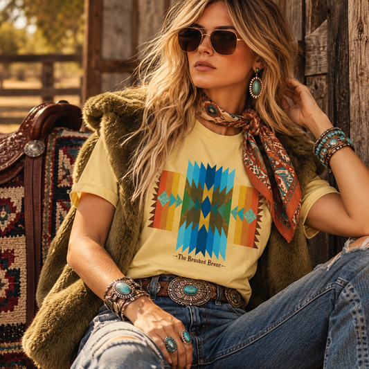 Painted Mesa Cross  Southwestern Geometric Graphic Tee