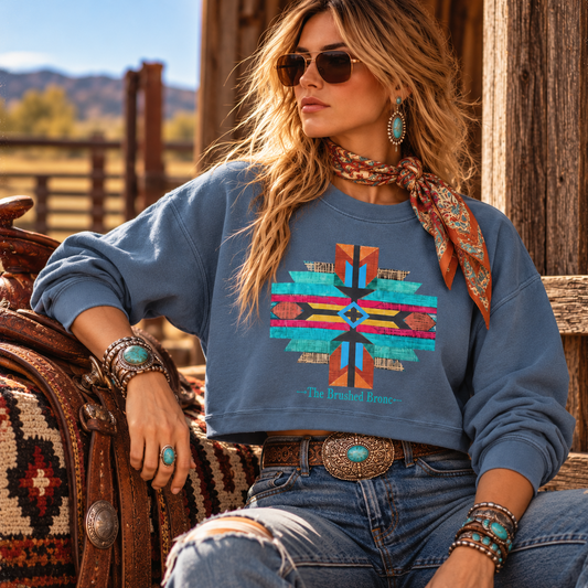 Boho Cross Western Graphic Sweatshirt | Women’s 1566L Cropped Crewneck