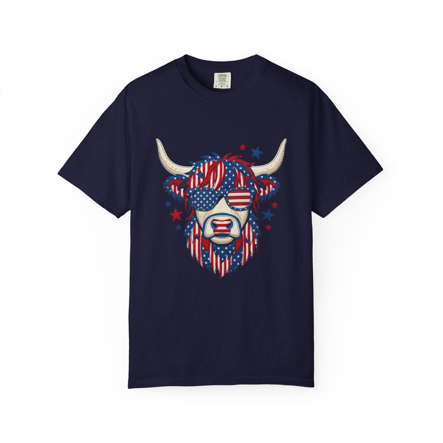 Patriotic Highland Cow Tee | Western Americana Graphic Shirt | Bronc & Brand Co