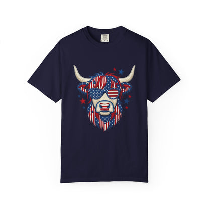 Patriotic Highland Cow Tee