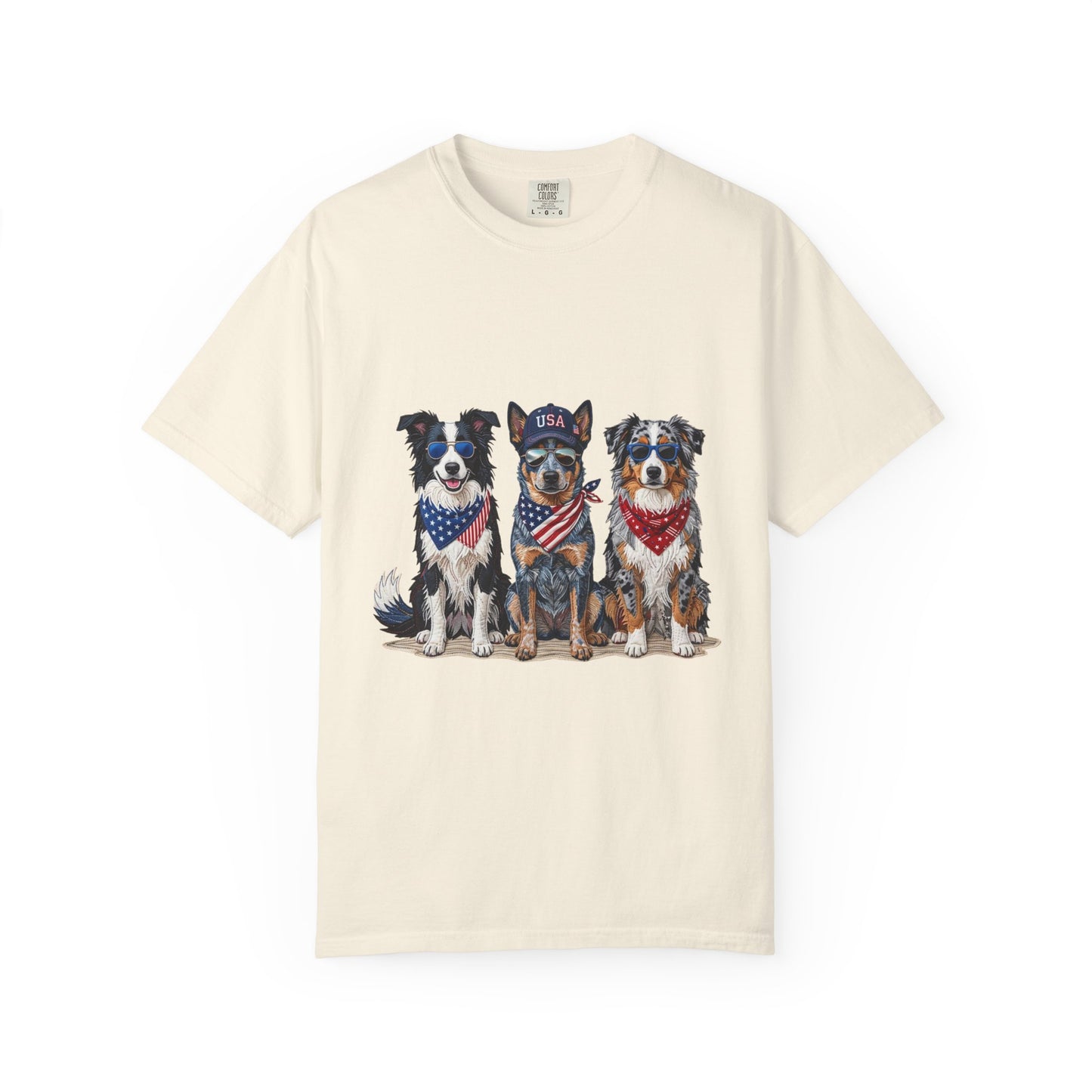Patriotic Dog Trio Tee | Australian Shepherd, Heeler & Border Collie Shirt
