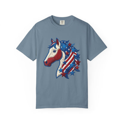 Western Patriotic Horse Graphic Tee For The Fourth of July