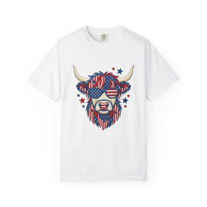Patriotic Highland Cow Tee