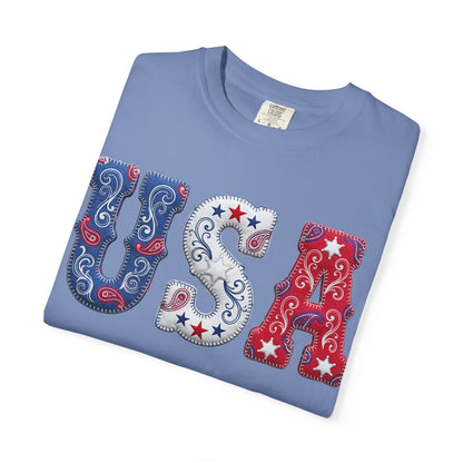USA Paisley Patriotic Tee | Comfort Colors Western Graphic Shirt