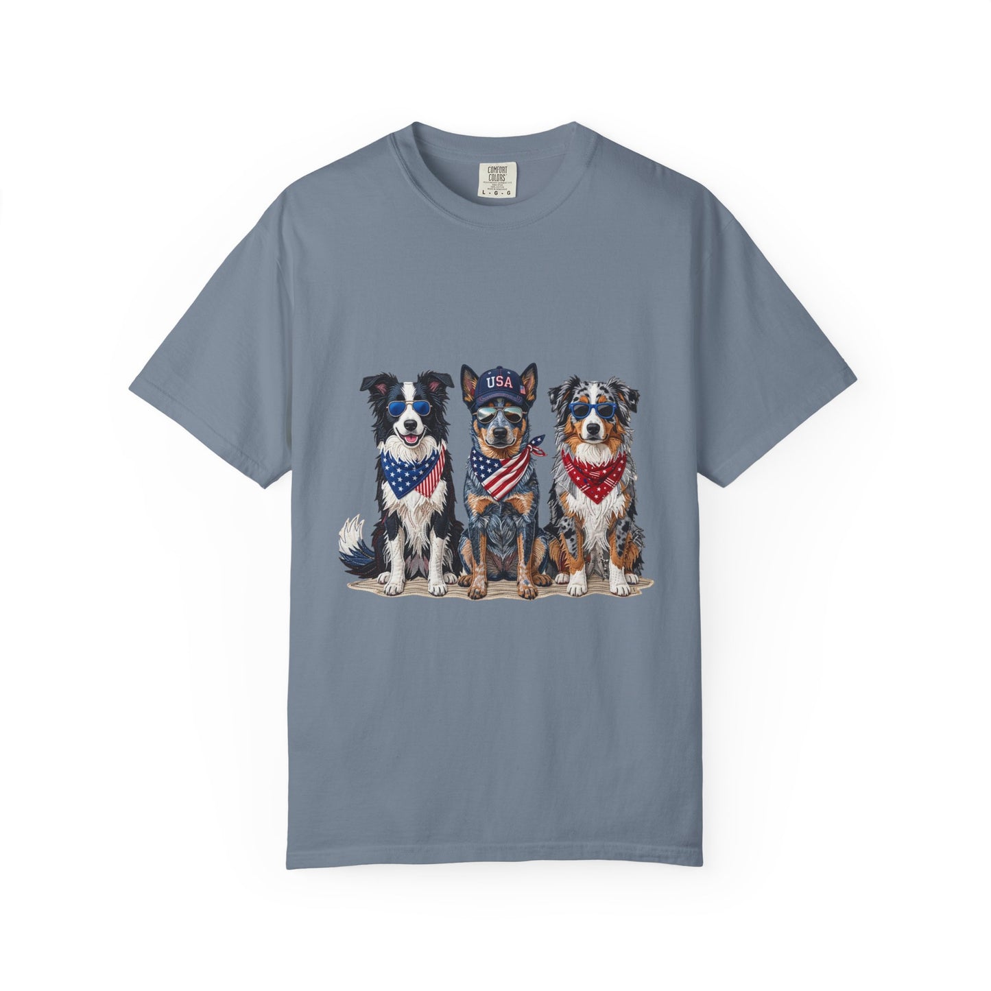 Patriotic Dog Trio Tee | Australian Shepherd, Heeler & Border Collie Shirt