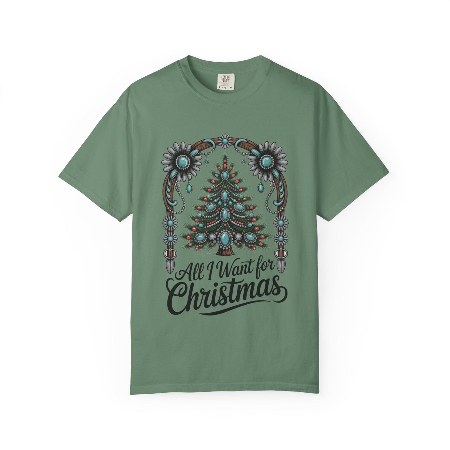 All I Want for Christmas Turquoise Arch Comfort Colors® Tee