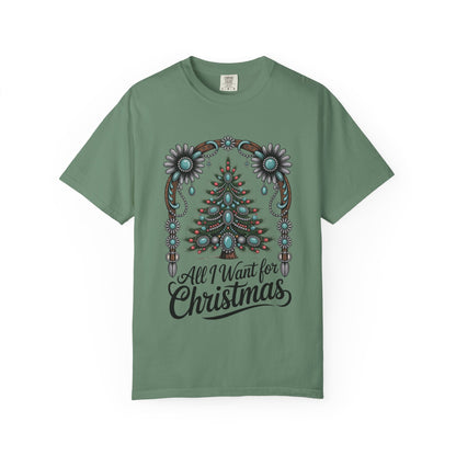 All I Want for Christmas Turquoise Arch Comfort Colors® Tee