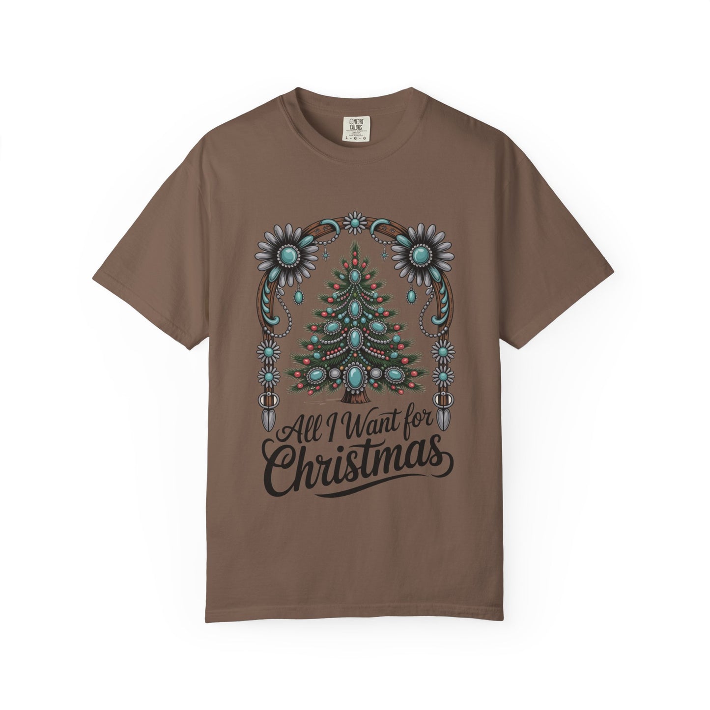 All I Want for Christmas Turquoise Arch Comfort Colors® Tee