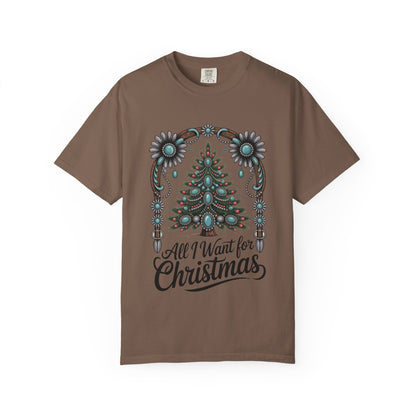 All I Want for Christmas Turquoise Arch Comfort Colors® Tee