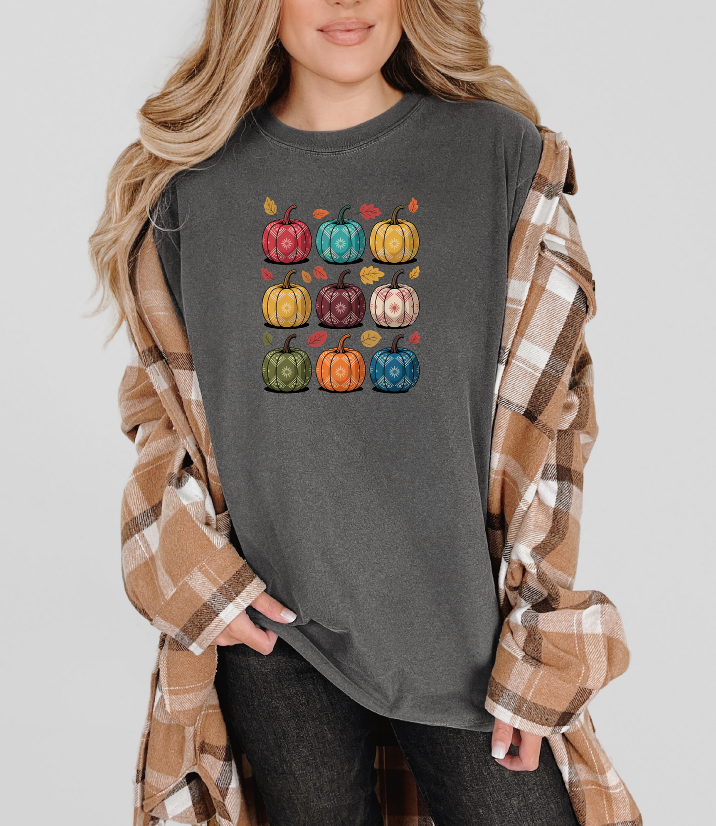 🎃 Fall Pumpkin Grid Comfort Colors® Tee