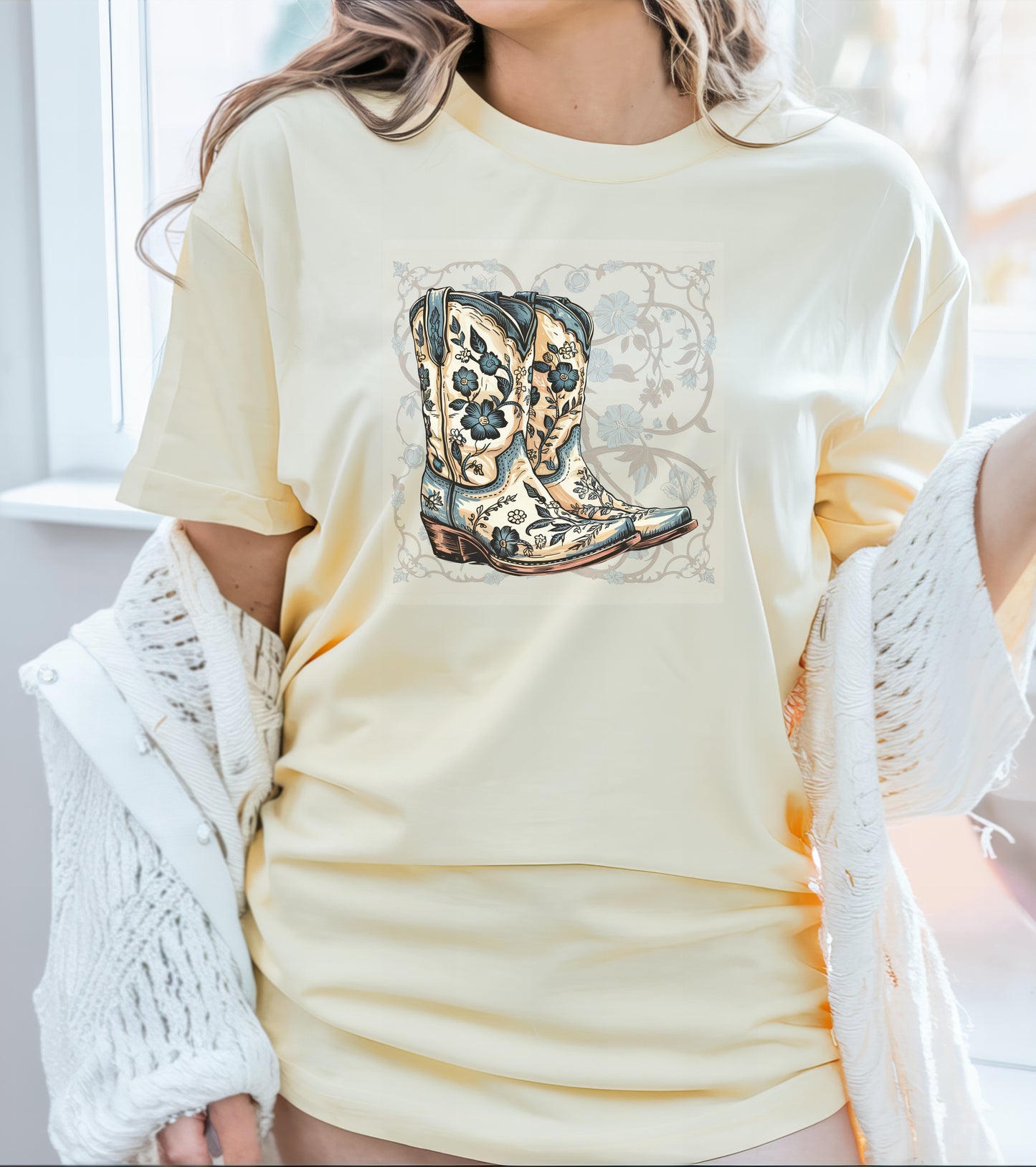Floral Cowboy Boot T-Shirt – Western Charm Meets Everyday Comfort