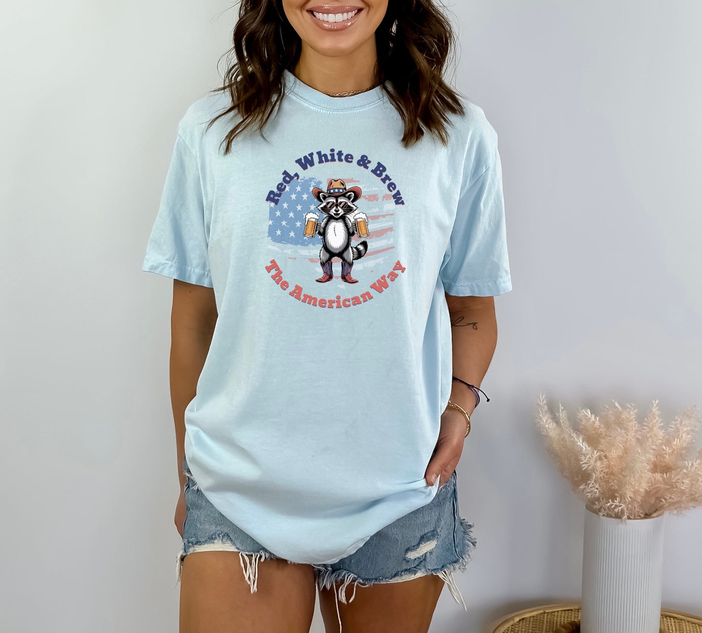 Red, White, Brew  Patriotic Raccoon Tee