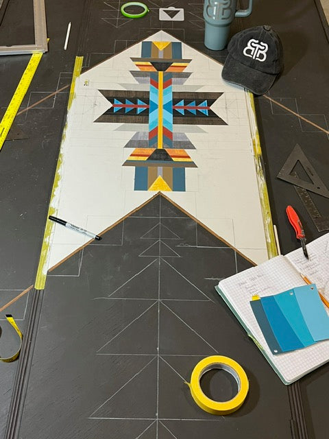 Santiago-Southwestern Armoire – Hand-Painted Geometric Storage Cabinet