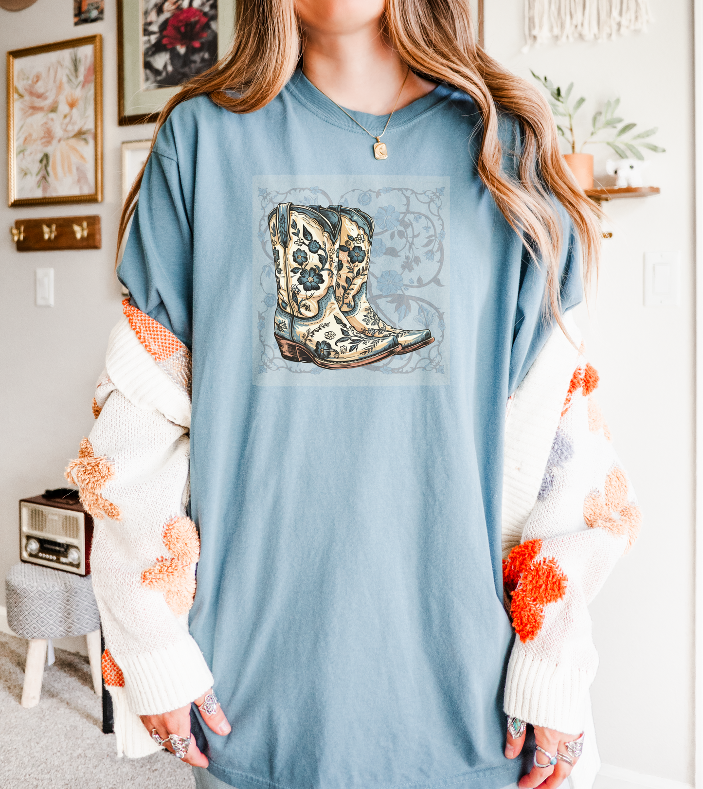 Floral Cowboy Boot T-Shirt – Western Charm Meets Everyday Comfort