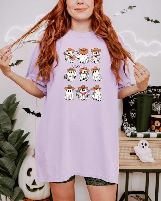 Spooky Cute Ghost Cowboy T-Shirt | Western Halloween Comfort Colors® Tee