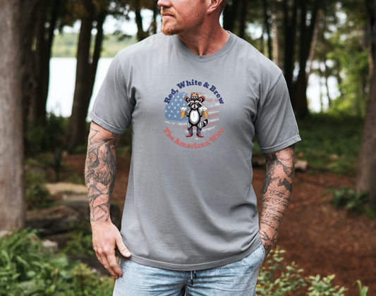 Red, White, Brew  Patriotic Raccoon Tee