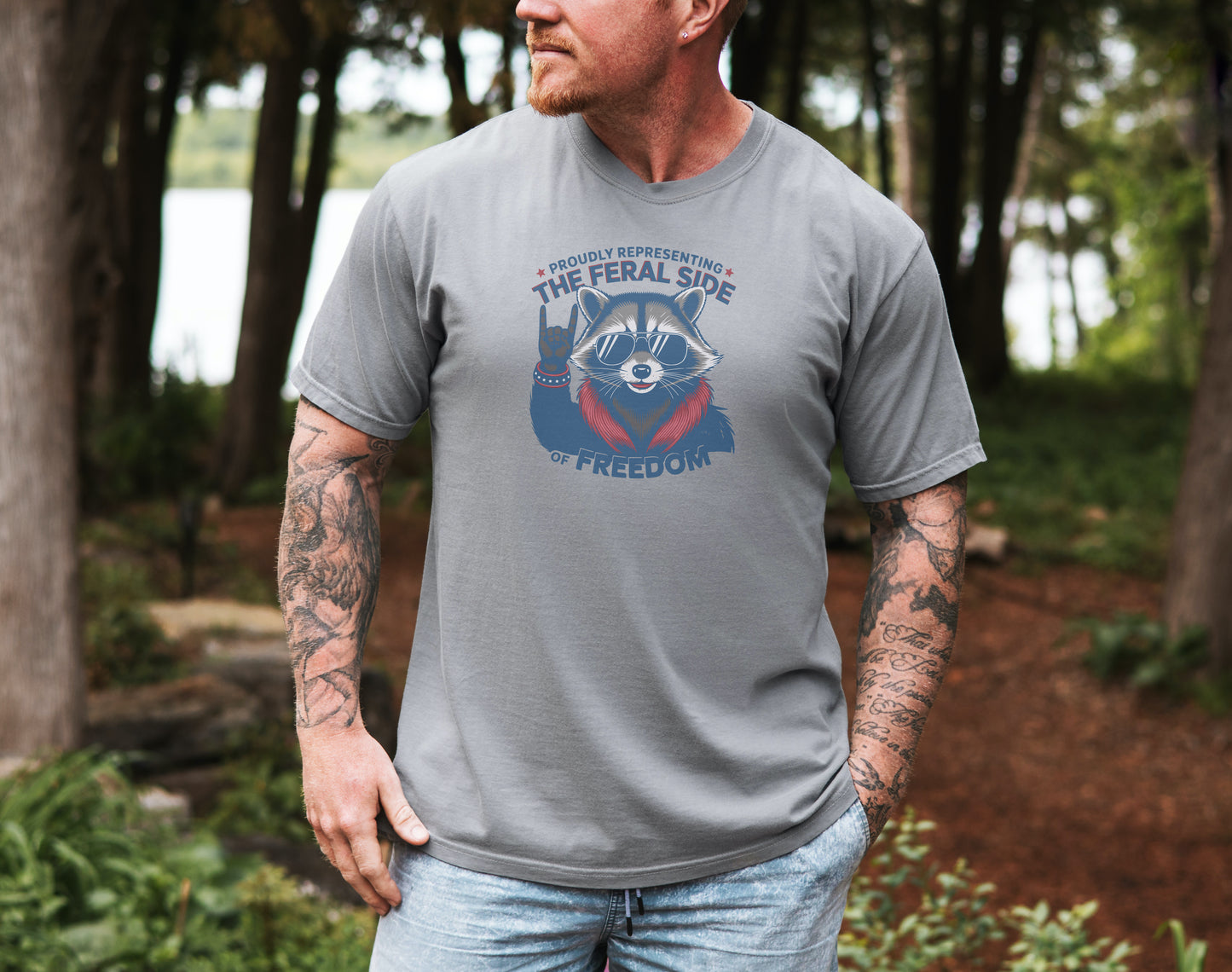 Feral Side of Freedom Raccoon Tee