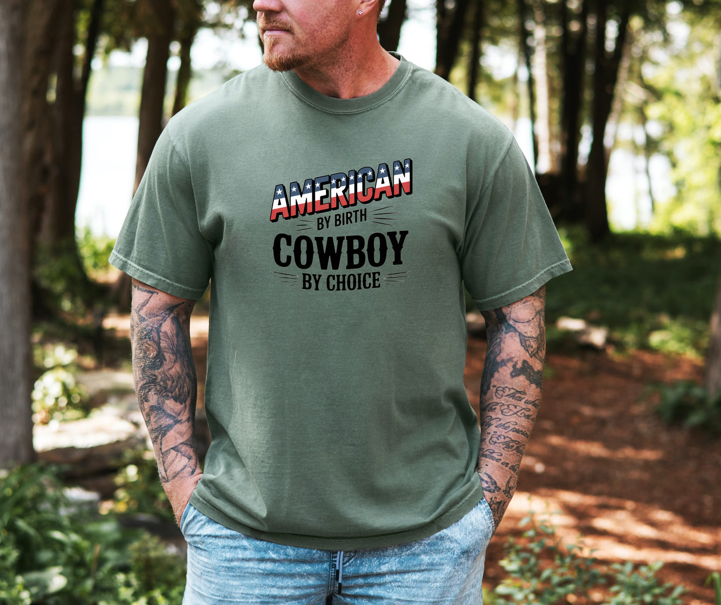 American by Birth, Cowboy by Choice Tee