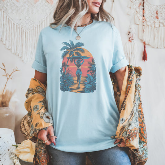 Coastal Cowgirl Surf Tee – Beach Vibes with a Western Twist
